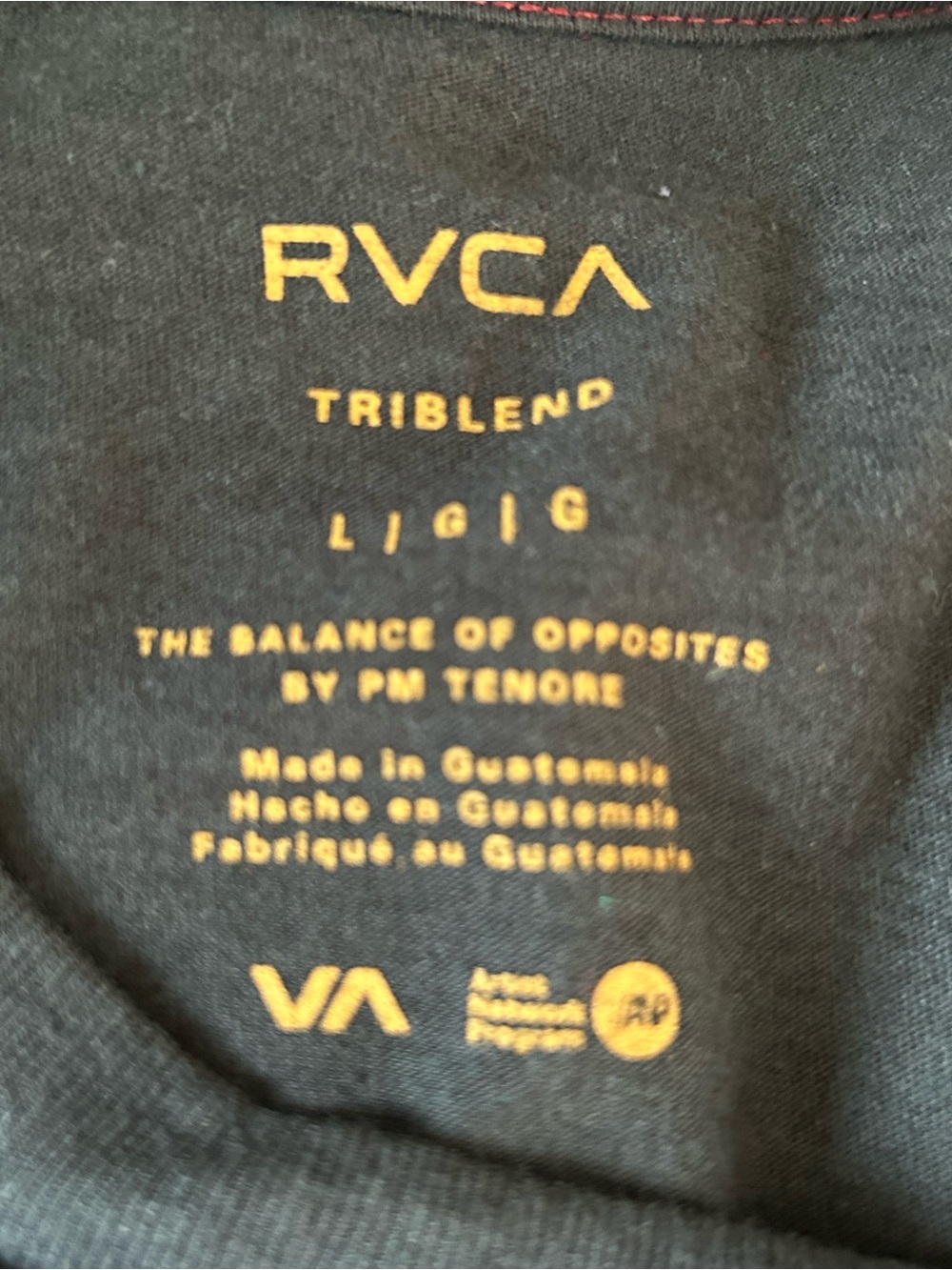 RVCA Shirt Large Adult Dark Gray Spell Out Logo Tri Blend Casual - Picture 8 of 8